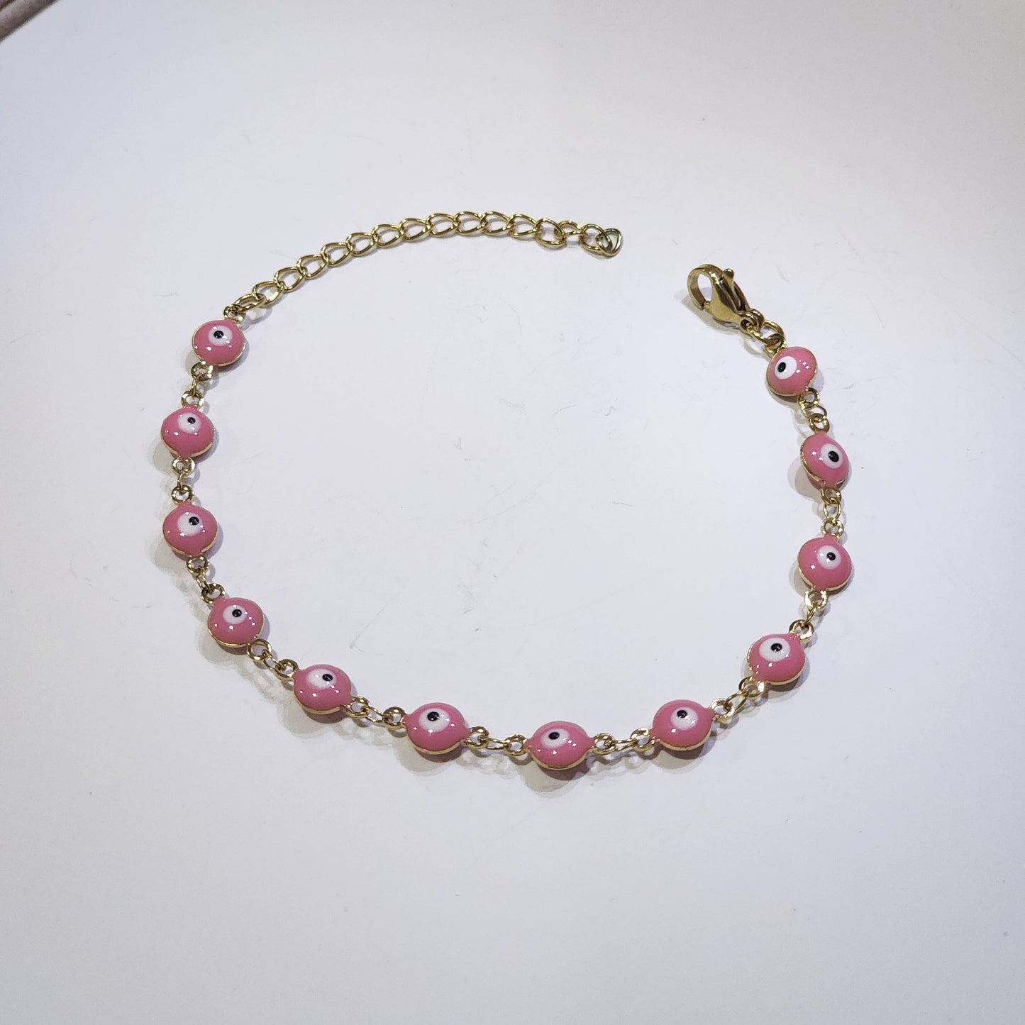 Pulsera Acero - Ojo turco (rosa)