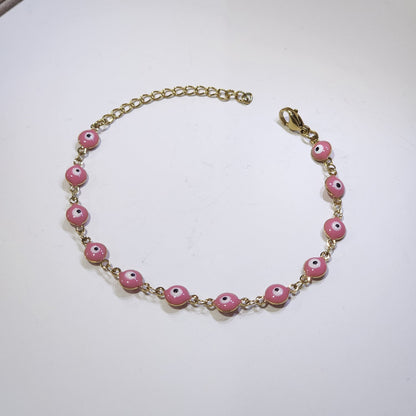 Pulsera Acero - Ojo turco (rosa)